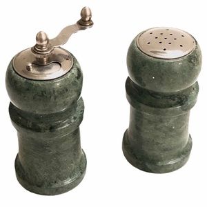 Vintage Italian Green Marble Salt & Pepper Shakers